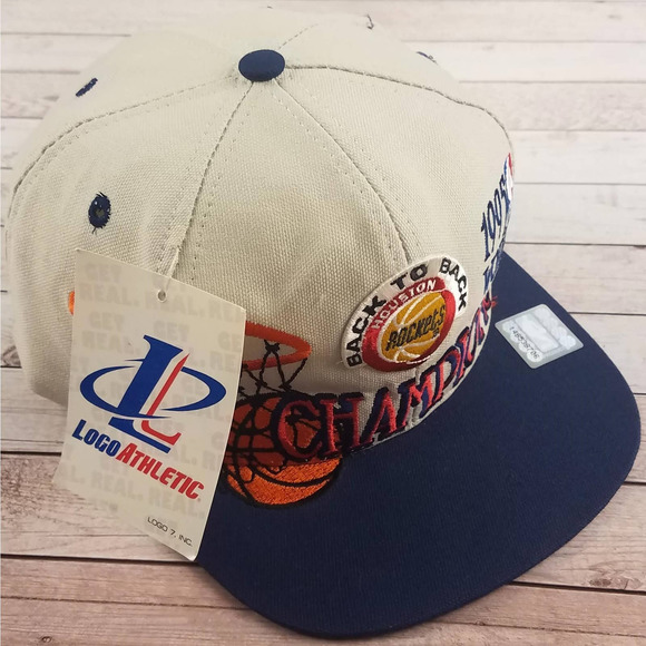 Vintage 1990s Houston Rockets 1995 NBA Champions Logo Athletic Snapback Hat - Picture 1 of 8